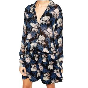 Ganni Floral Midi Dress - Black and Blue